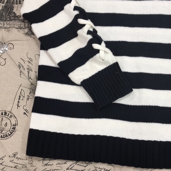 CeCe by Cynthia Steffe Stripe Boat Neck Sweater - Picture 5 of 6